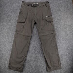 BC Clothing Mens Convertible Cargo Pants Gray M x 32 Hiking Zip Off Shorts Belt